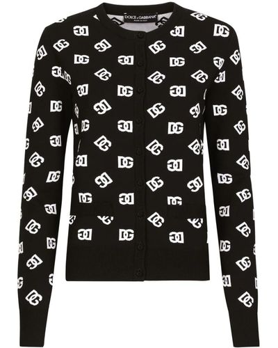 Dolce & Gabbana Cardigan With Dg Logo - Black