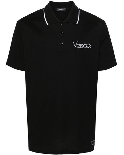 Versace Polo Shirt With Embroidery - Black