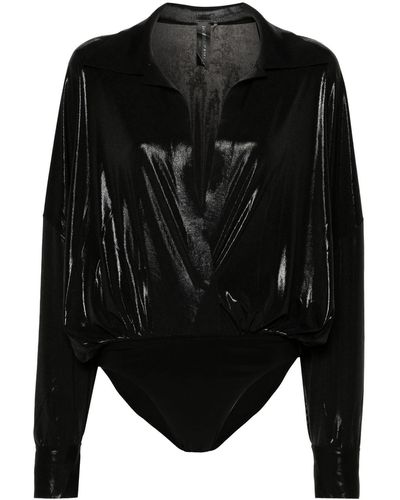 Norma Kamali Shirt Style Bodysuit - Black