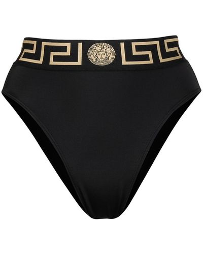 Versace Greca High-Waisted Bikini Briefs - Black