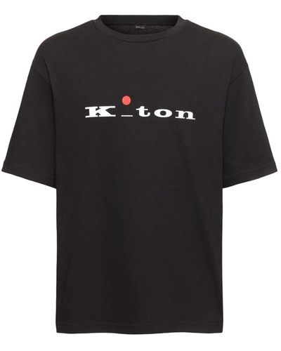 Kiton Cotton T-Shirt With Logo - Black