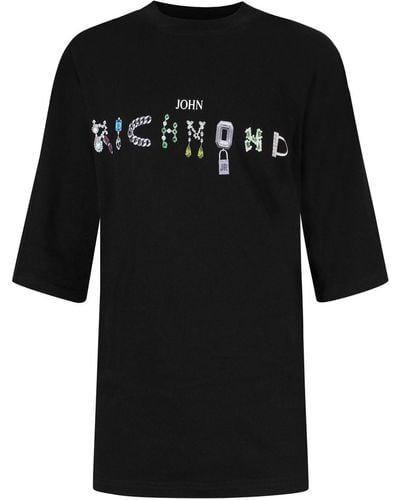 John Richmond T-Shirt With Central Logo - Black