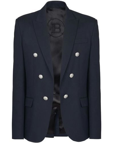 Balmain Blazer With Button Detail - Blue