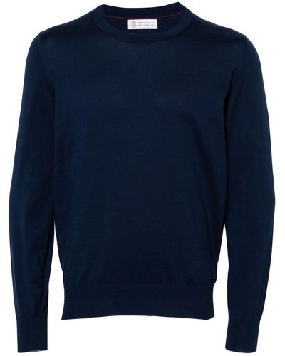 Brunello Cucinelli Cotton Crew Neck Jumper - Blue