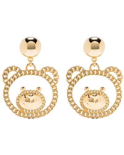 Moschino Teddy Bear Clip Earrings - Metallic