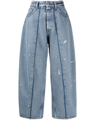 MM6 by Maison Martin Margiela Wide Leg Jeans With Distressed Effect - Blue