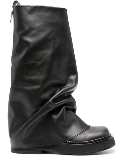 The Attico Robin Leather Boots - Black