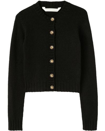 Palm Angels Cardigan With Curved Logo - Black