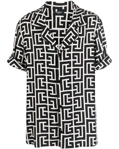 Balmain Shirt With Geometric Print - Black
