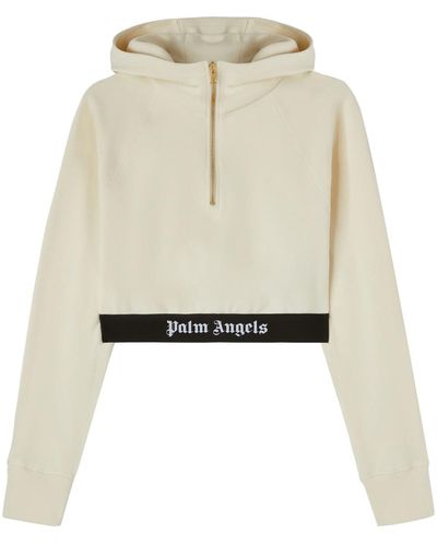 Palm Angels Sweatshirt With Cropped Logo Band - White