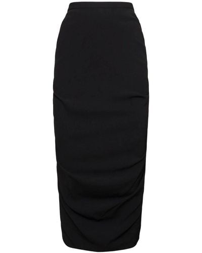 Dries Van Noten Wool Blend Midi Skirt - Black