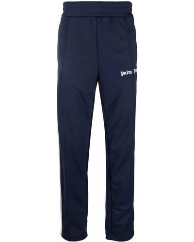 Palm Angels Sports Trousers With Side Band - Blue