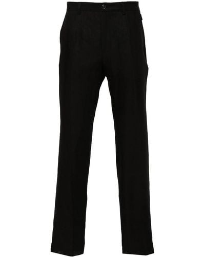 Dolce & Gabbana Slim Fit Linen Trousers - Black