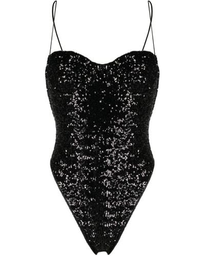 Oséree High-Leg Swimsuit Embellished With Sequins - Black