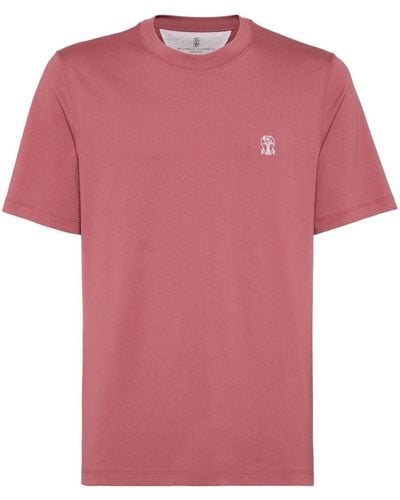 Brunello Cucinelli T-Shirt Con Stampa - Rosa