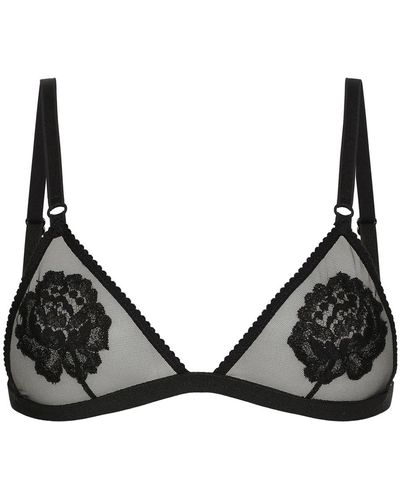 Dolce & Gabbana Floral Triangle Bra - Black
