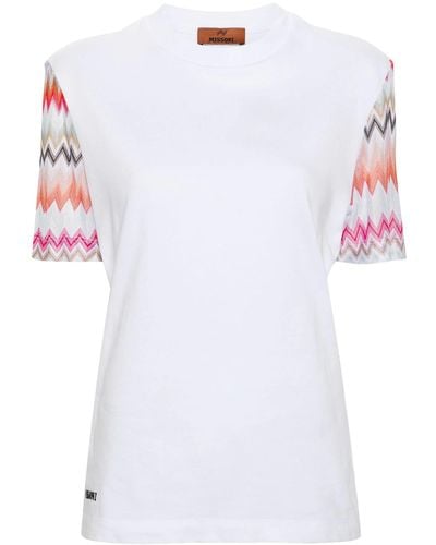 Missoni T-Shirt Con Maniche A Zigzag - Bianco