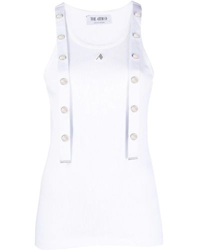 The Attico Ribbed Tank Top With Shoulder Detail - White