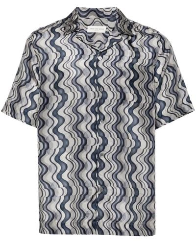 Dries Van Noten Camicia Carltone 8161 M.W.Shirt Blu - Grigio