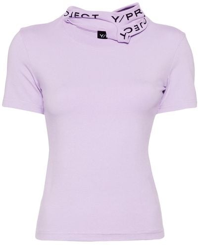 Y. Project T-shirt in jersey con colletto con stampa logo - Viola