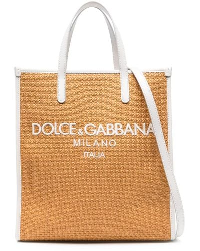 Dolce & Gabbana Rafia Small Tote Bag - Natural