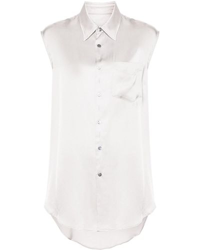 MM6 by Maison Martin Margiela Satin Shirt With Torn Details - White
