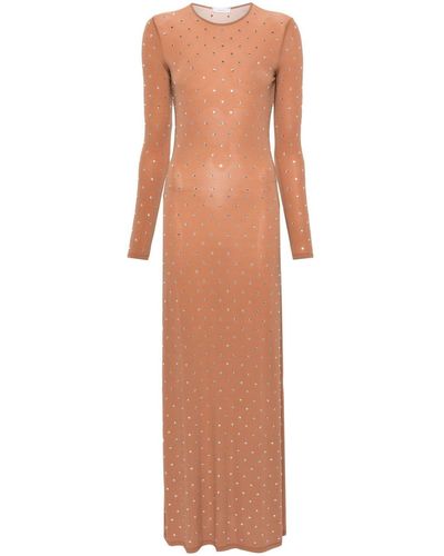 Rabanne Long Dress With Decoration - Brown