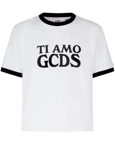 Gcds Cotton T-Shirt With Slogan Print - White
