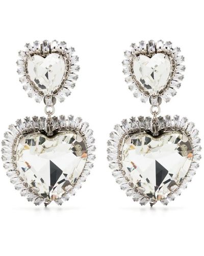Alessandra Rich Clip Earrings With Crystals - White