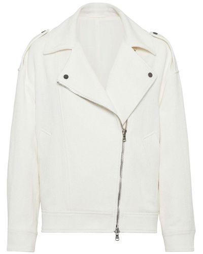 Brunello Cucinelli Linen And Cotton Zipped Jacket - White