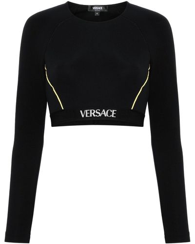 Versace Sports Top With Logo Band - Black
