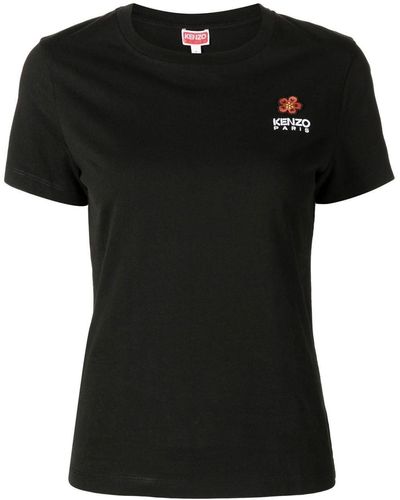 KENZO Logo Embroidered T-shirt - Black