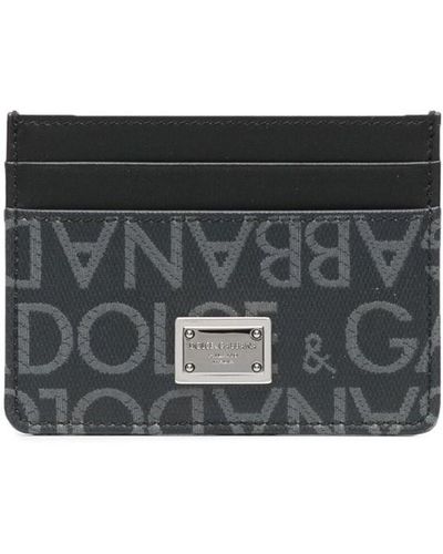 Dolce & Gabbana Jacquard Card Holder With Logo - Black