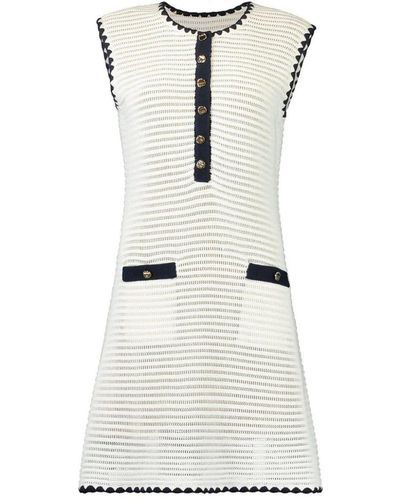 Self-Portrait Short Dress With Contrasting Edge - White