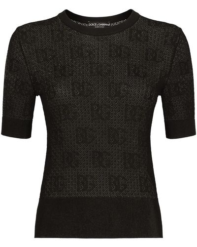 Dolce & Gabbana Top With Jacquard Monogram - Black