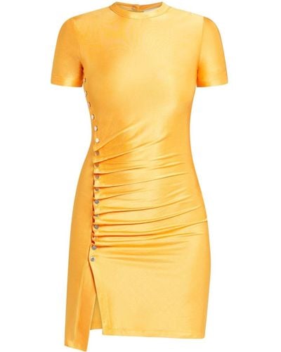 Rabanne Short-Sleeved Minidress With Stud Detail - Yellow