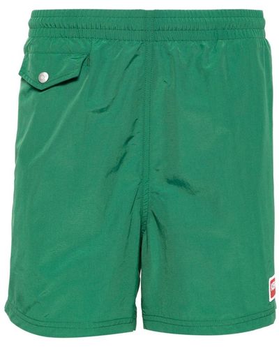 KENZO Swim Shorts With Logo Patch - Green