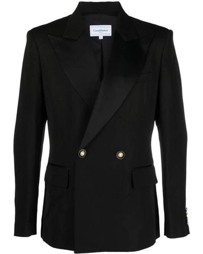 Casablanca Double-Breasted Blazer With Peaked Lapels - Black