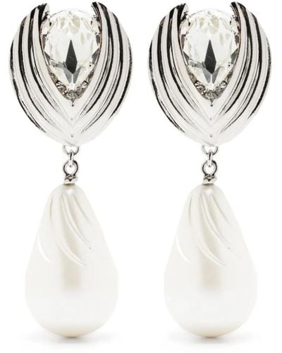 Alessandra Rich Pearl Earrings - White