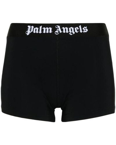 Palm Angels Sports Shorts With Print - Black