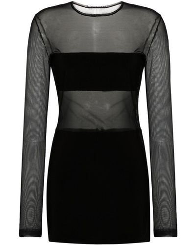 Norma Kamali Semi-Transparent Dash Dash Short Dress - Black