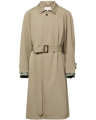 Maison Margiela Trench Coat With Wide Collar - Natural