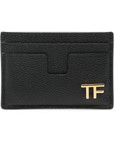 Tom Ford Leather Card Holder With Logo Plaque - Black