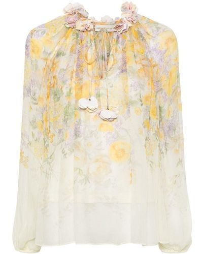 Zimmermann Harmony Billow Floral Blouse - Natural
