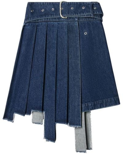 Off-White c/o Virgil Abloh Pleated Asymmetric Denim Skirt - Blue