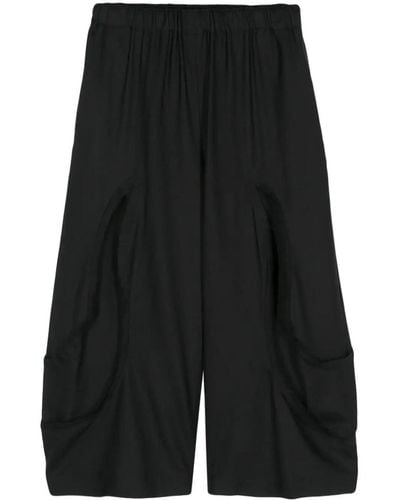 Comme des Garçons Cropped Pants With Stitching Detail - Black