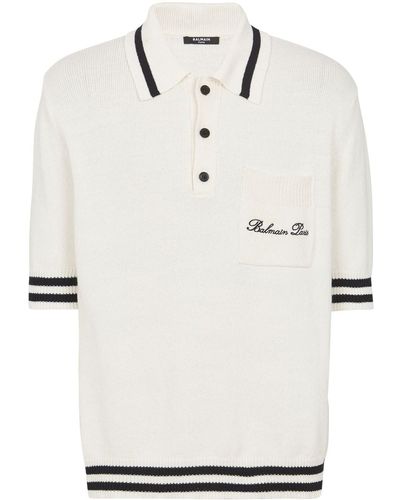 Balmain Polo Shirt With Embroidery - Natural