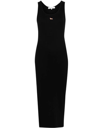 Maison Kitsuné Ribbed Midi Dress - Black