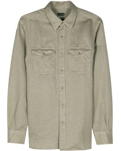 Tom Ford Long-Sleeved Linen Blend Shirt - Green