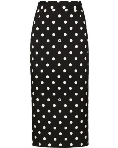 Dolce & Gabbana Polka Dot Pencil Skirt - Black
